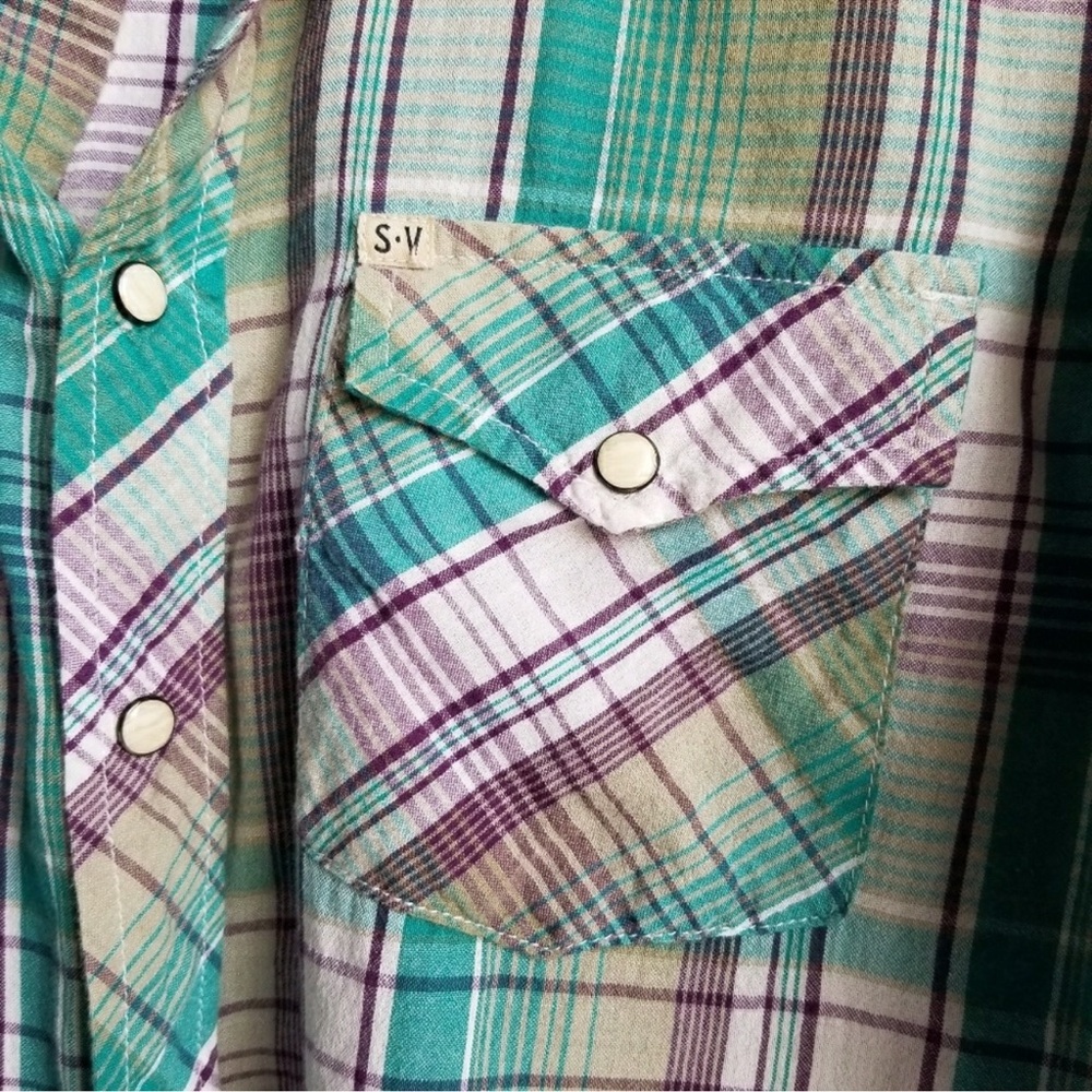 Salt Valley Western | Polyester plaid Shirt | XS - Picture 4 of 10